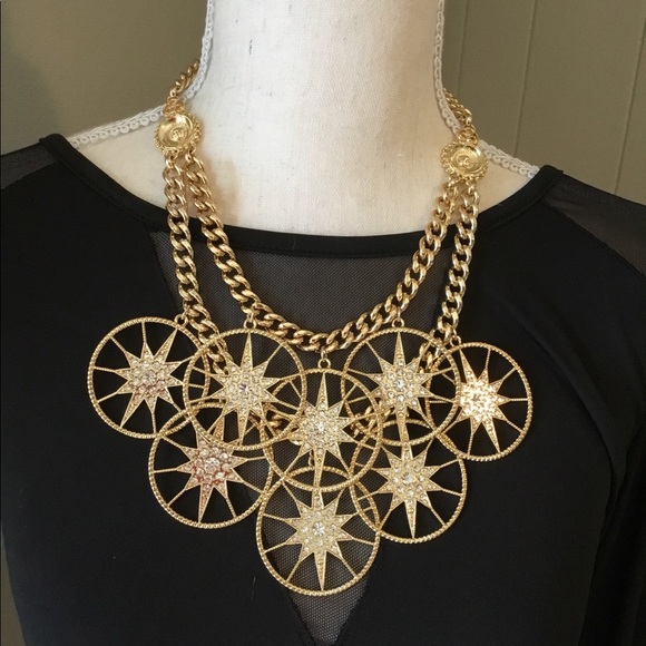 Gold Chain Starburst Necklace by RJ Raziano. Stunning. Rare. - Picture 3 of 8